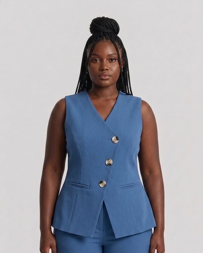 Asymmetric Waistcoat — Jean blue