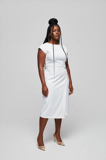 Structured Office Dress — White