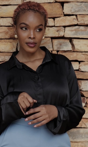 Satin Shirt — Black