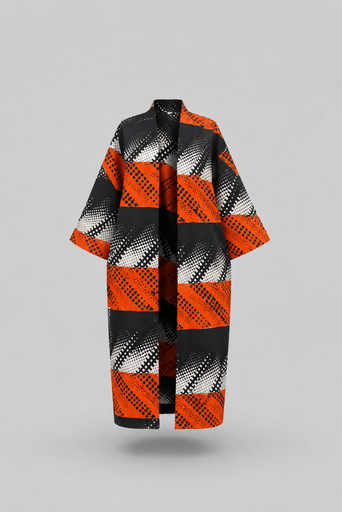 African Print Kimono — Black
