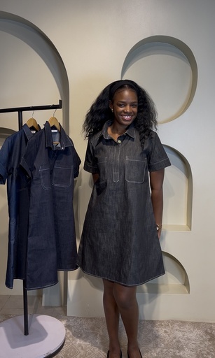 Casual Chic Denim Dress — Dark Grey