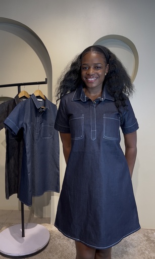 Casual Chic Denim Dress — Dark Blue