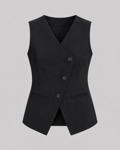 Asymmetric Waistcoat — Black
