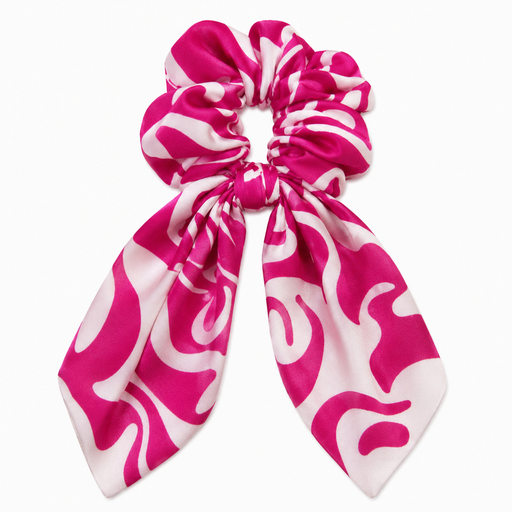 Patterned Bow Scrunchie — Pink