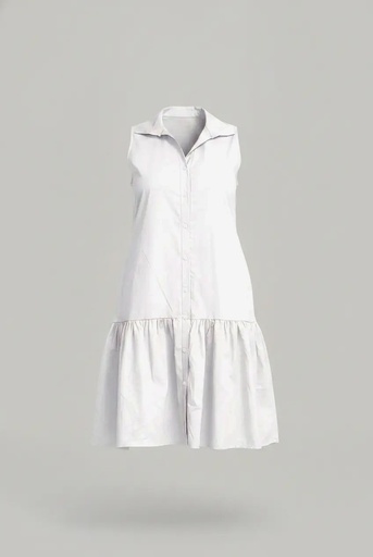 Cotton Sleeveless Shirt Dress — White