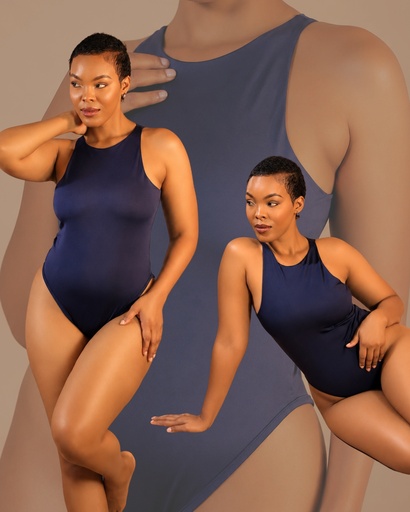 Bodysuit High Neck — Navy Blue