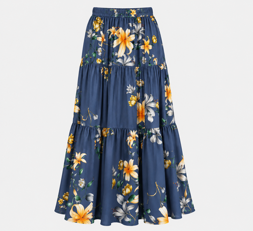 Floral Caribbean Skirt — Blue